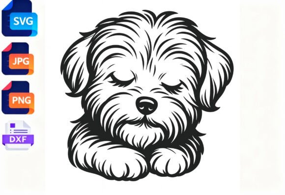Cute Sleeping Puppy Dog SVG Cut File