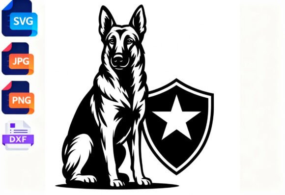 German Shepherd Dog SVG Shield Star K9