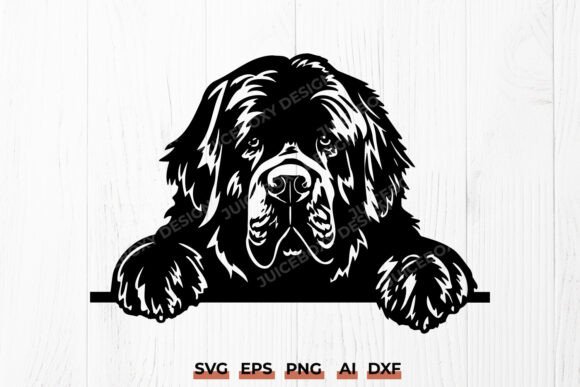 Newfoundland Dog SVG, Peeking Dog Print