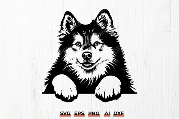 Peeking Finnish Lapphund Dog SVG DXF PNG