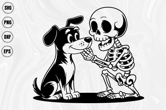 Skeleton with Dog SVG Under the Needle