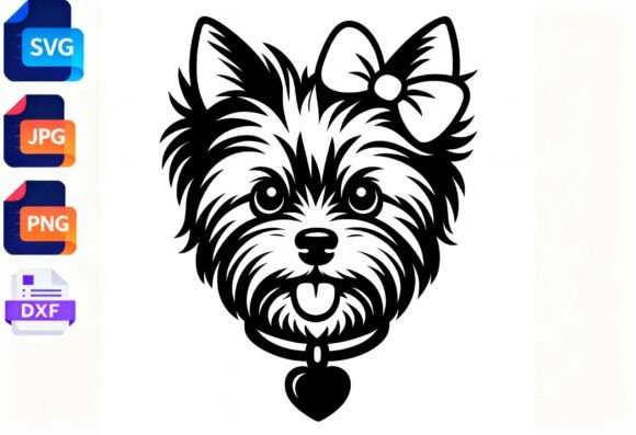 Yorkie Dog SVG Bow Heart Collar Dog Review
