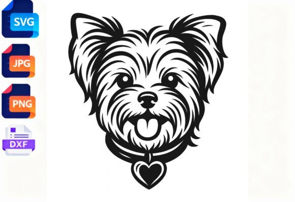 Yorkie Dog SVG Heart Collar Cute Pet Review